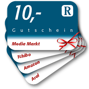 Abb. 10 Euro Gutscheine: Media Markt, Tchibo, Amazon, Aral